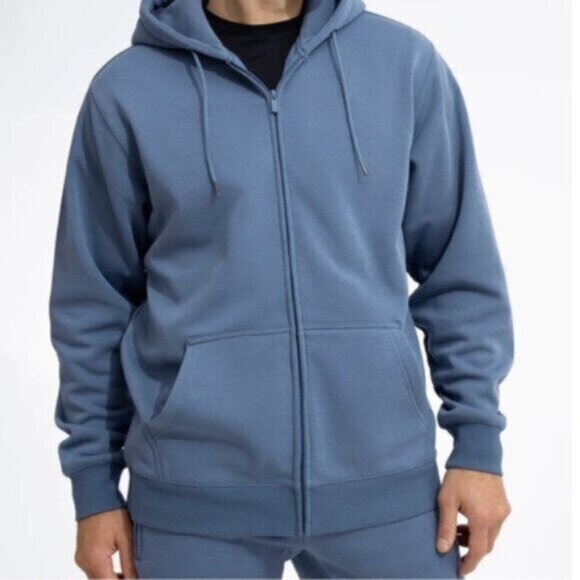 NWT Swet Tailor Men's Blue Stretch Fleece Zip Hoodie Size Medium - Picture 1 of 6